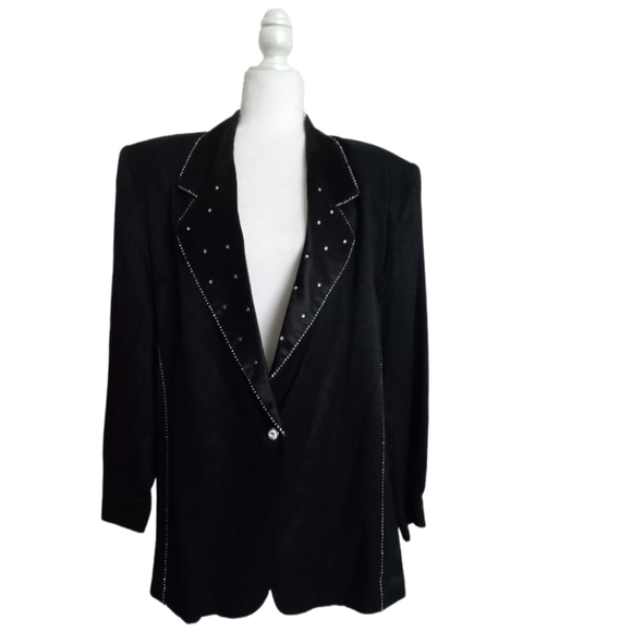Vital Elements Black Rhinestone Luxury Blazer – Sz 14 - Picture 8 of 13